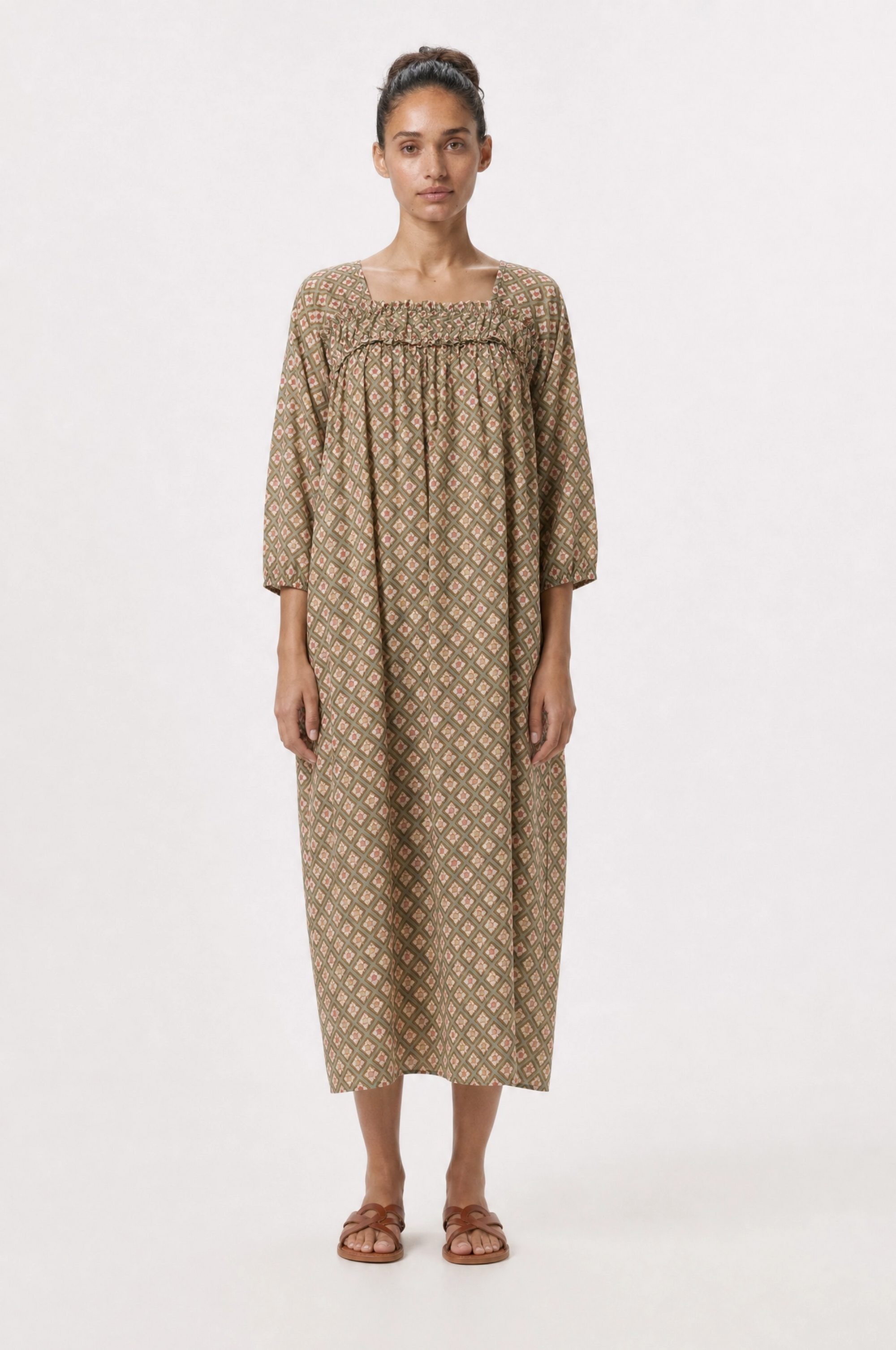 ISLA hand block printed - French Grey, Tan, Rose