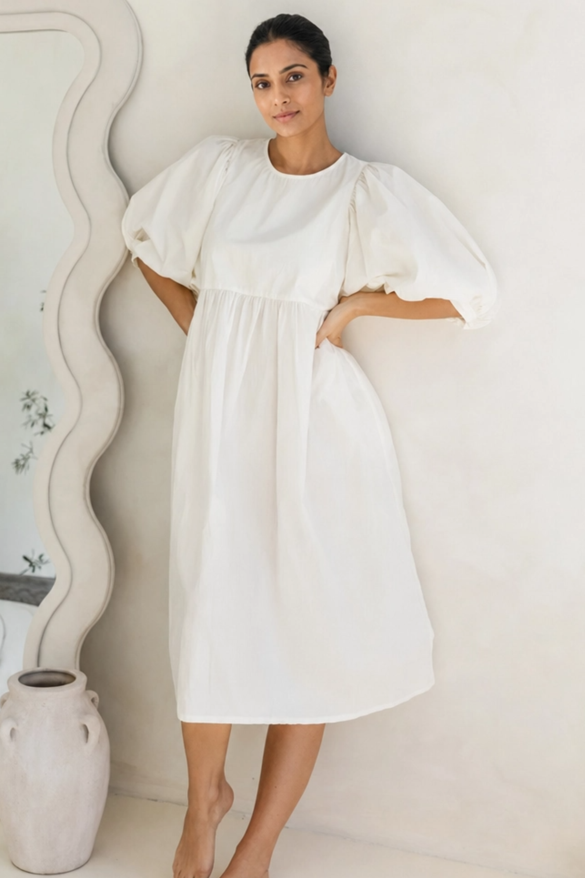 ANA - ANTIQUE WHITE Round Neckline