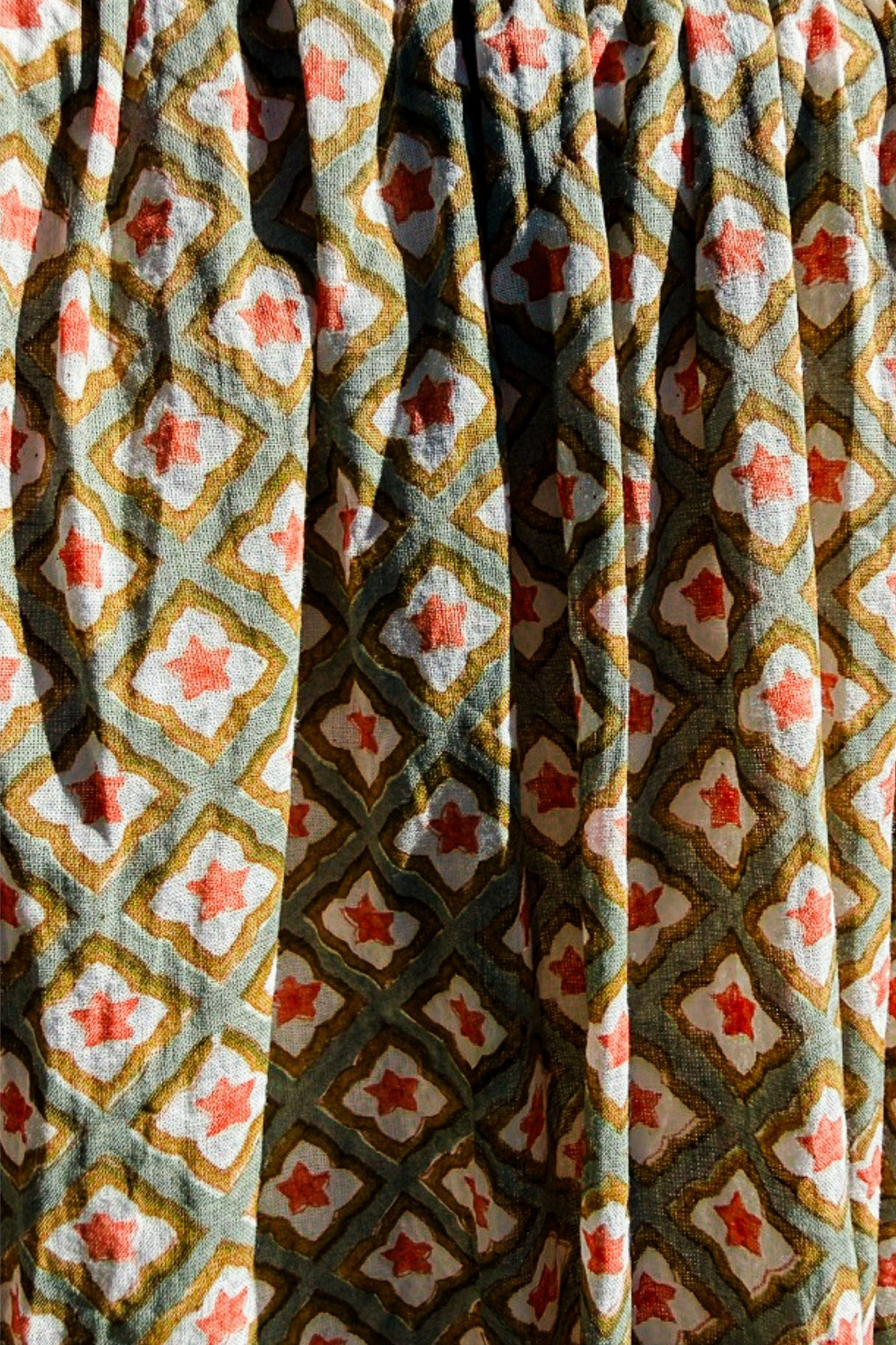 ISLA hand block printed - French Grey, Tan, Rose