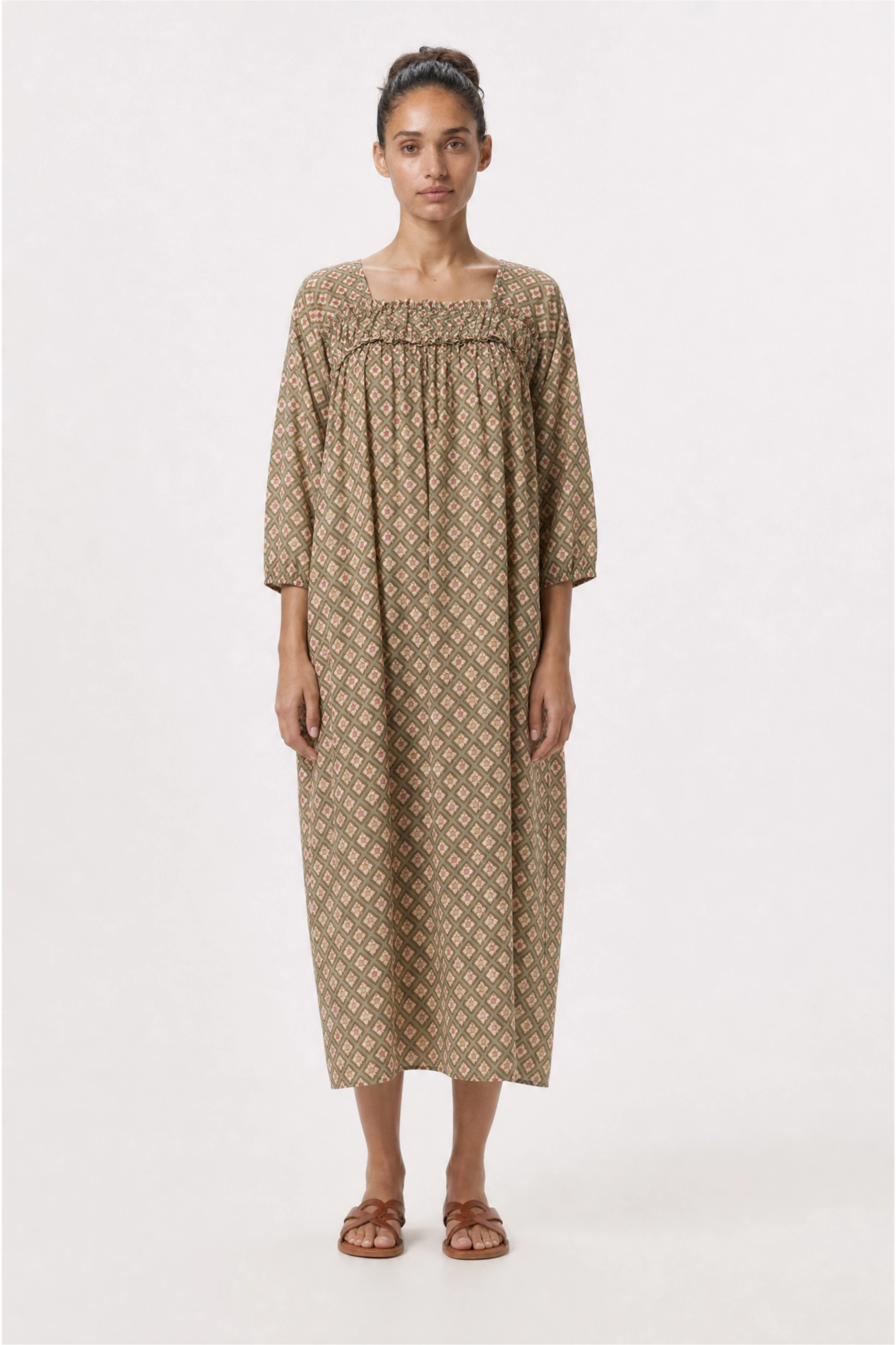 ISLA hand block printed - French Grey, Tan, Rose